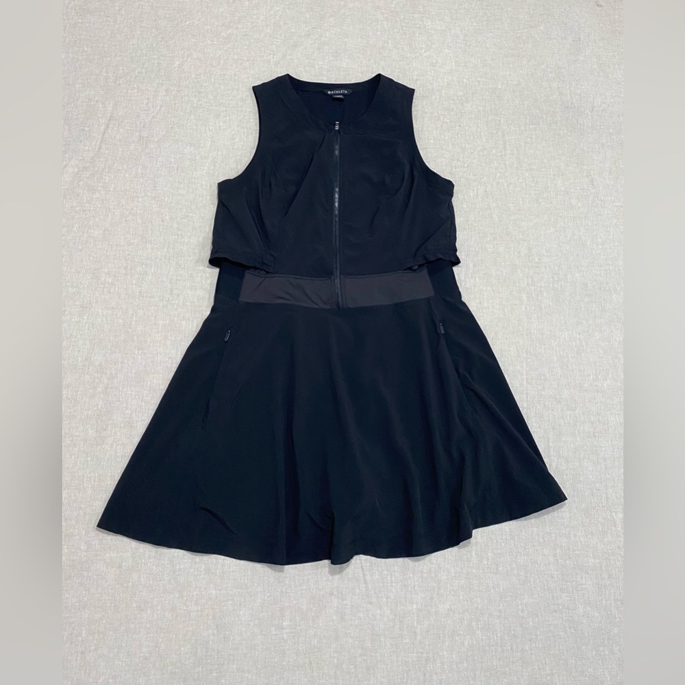 Athleta Black Venture Out Dress Womens Sz 8 sleeveless Sports Golf Midi Dress